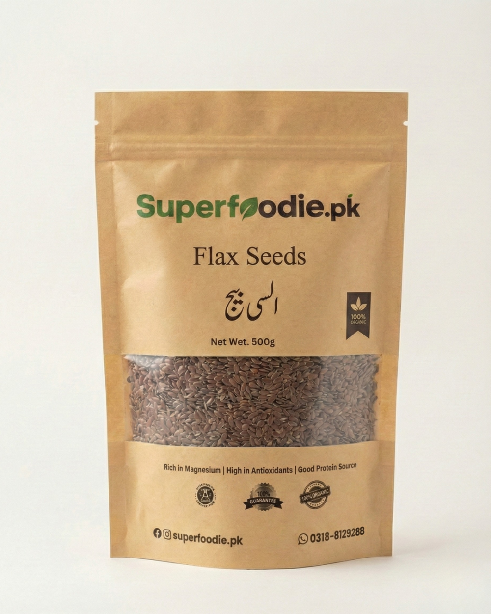Bag of flax seeds packaging
