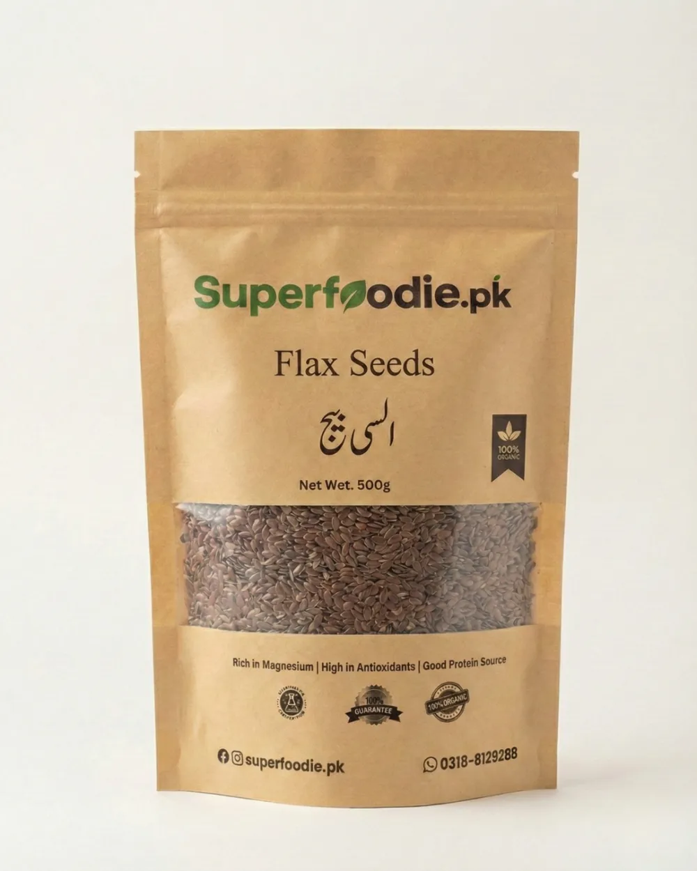 Bag of flax seeds packaging