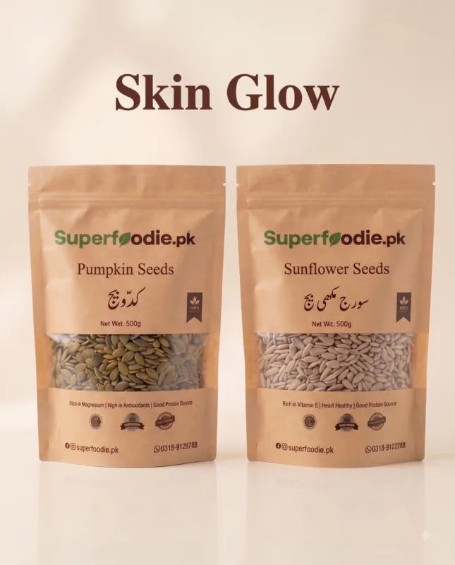 Pumpkin seeds and sunflower seeds in a bowl (Superfoodie combo)