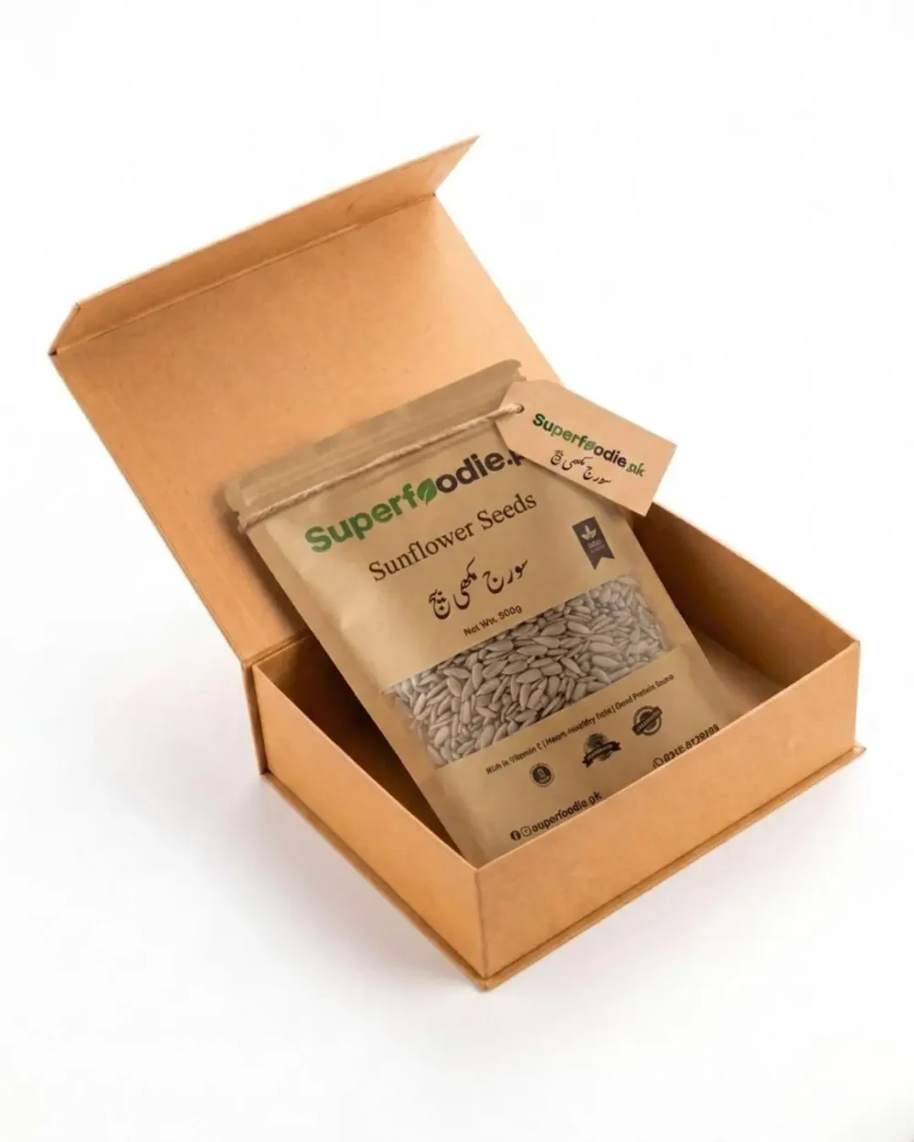 Sunflower seeds pouch in a box