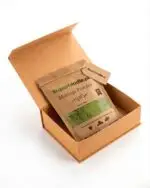 moringa powder pouch in a box