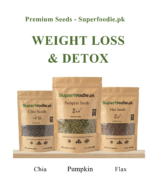 Superfoodie 3-Step Weight Loss & Detox Bundle – Premium Chia, Flax & Pumpkin Seed Trio – 100% Organic Metabolism Booster Kit